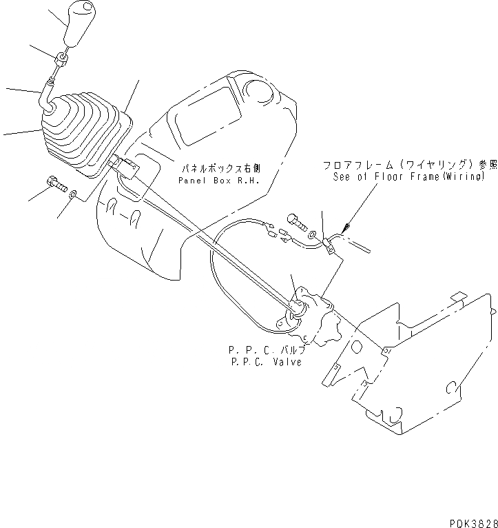 Схема запчастей Komatsu PC50UUM-2 - ОСНОВН. КОНСТРУКЦИЯ (РЫЧАГ ПРАВ.) КАБИНА ОПЕРАТОРА И СИСТЕМА УПРАВЛЕНИЯ