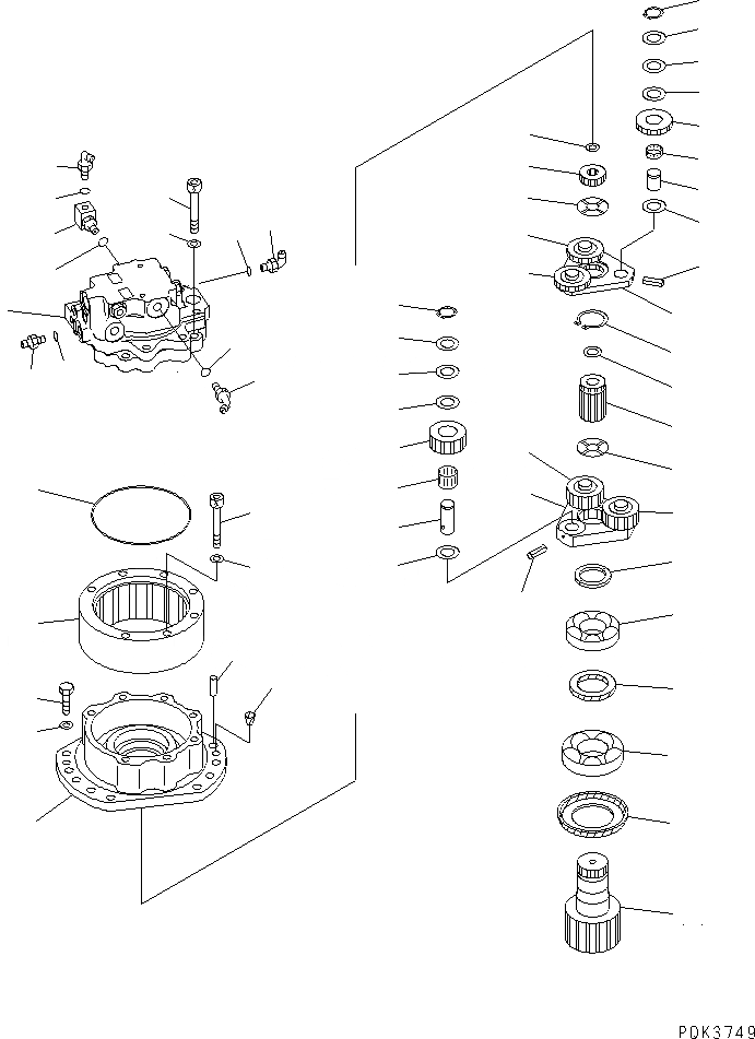 Схема запчастей Komatsu PC50UUM-2 - МЕХАНИЗМ ПОВОРОТА И МОТОР (МЕХАНИЗМ ПОВОРОТА) ПОВОРОТН. КРУГ И КОМПОНЕНТЫ