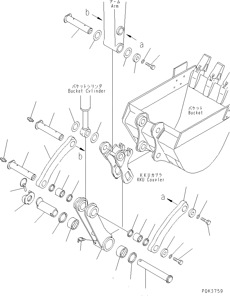 Схема запчастей Komatsu PC50UUM-2 - СОЕДИНЕНИЕ КОВША (MULTIPLE CHANGE) (ДЛЯ KKU COUPLER) РАБОЧЕЕ ОБОРУДОВАНИЕ