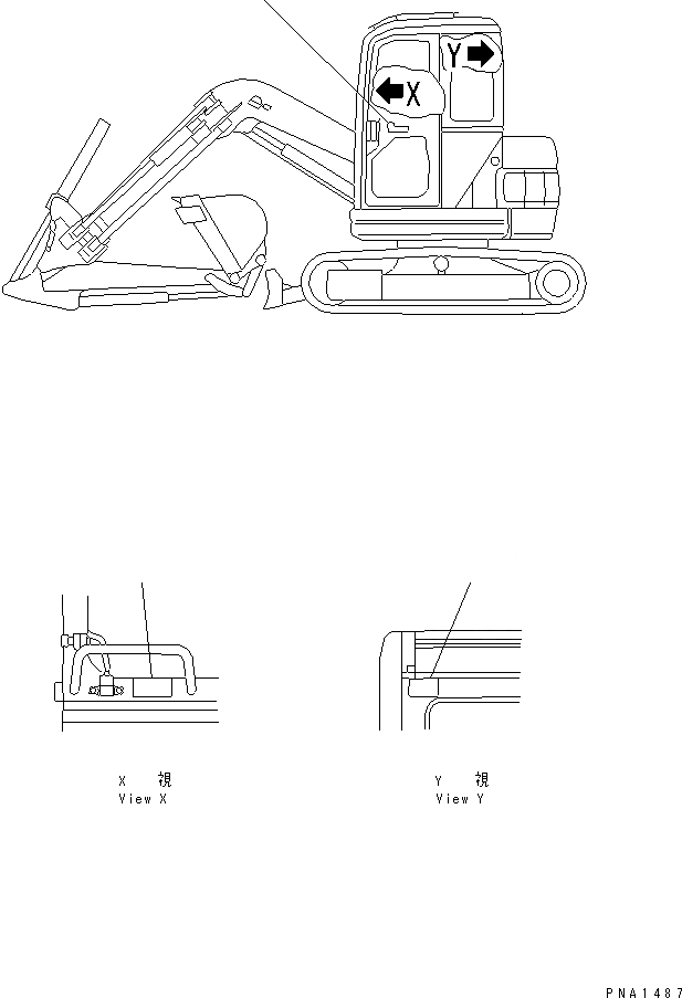 Схема запчастей Komatsu PC50UUM-2 - ПЛАСТИНА (КАБИНА) (ЯПОН.) МАРКИРОВКА