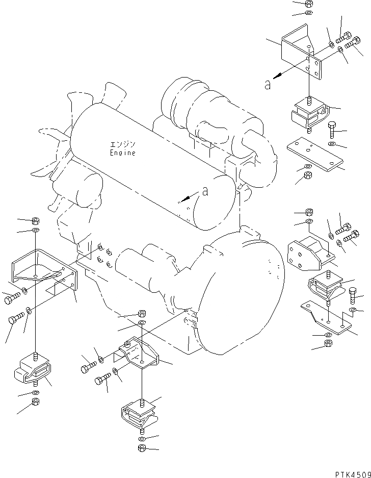 Схема запчастей Komatsu PC58SF-1 - КРЕПЛЕНИЕ ДВИГАТЕЛЯ (/) КОМПОНЕНТЫ ДВИГАТЕЛЯ