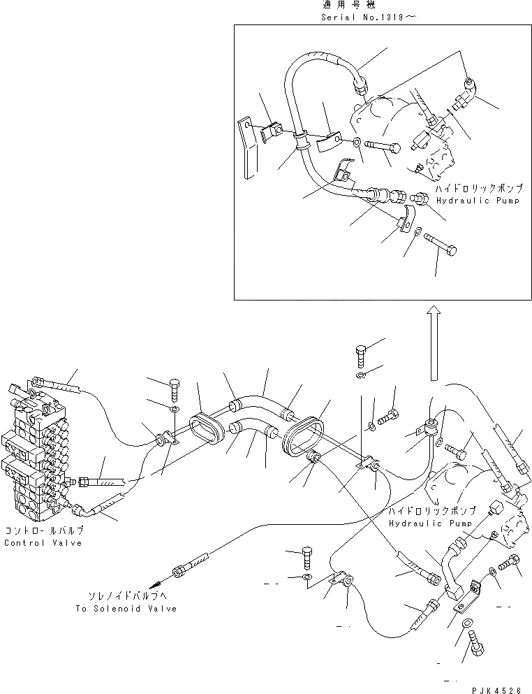 Схема запчастей Komatsu PC58SF-1 - ЛИНИЯ ПОДАЧИ ГИДРАВЛИКА
