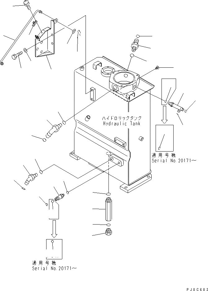 Схема запчастей Komatsu PC58UU-3 - ГИДР. БАК. (ПАТРУБОК И БАК КОРПУС) ГИДРАВЛИКА
