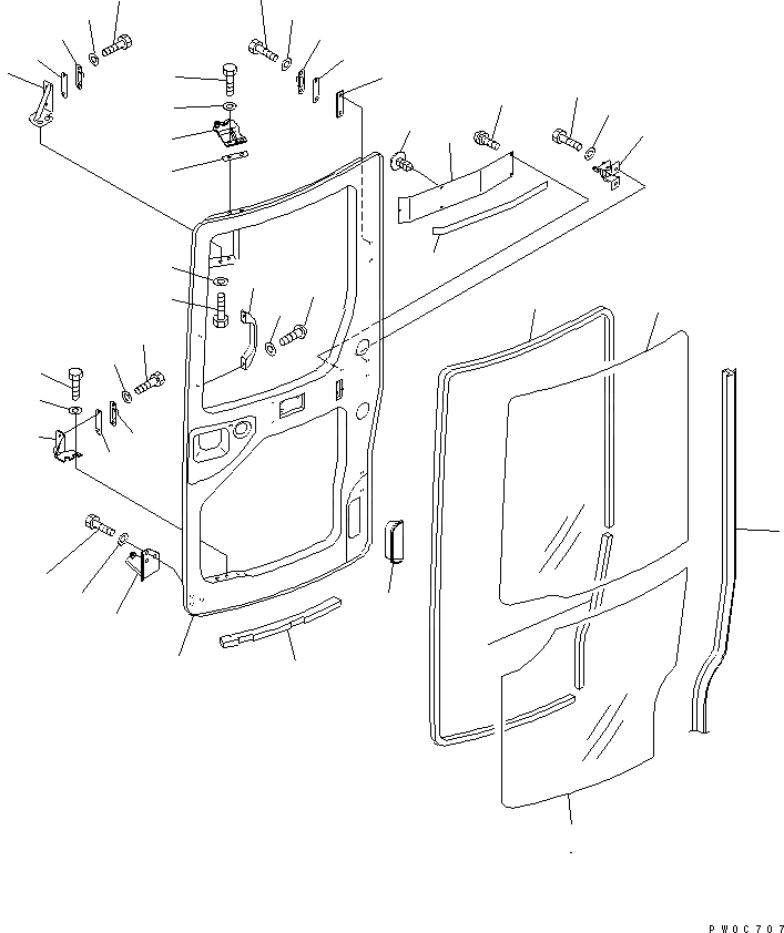 Схема запчастей Komatsu PC58UU-3 - КАБИНА (ДВЕРЬ /) (TOPS КАБИНА) КАБИНА ОПЕРАТОРА И СИСТЕМА УПРАВЛЕНИЯ