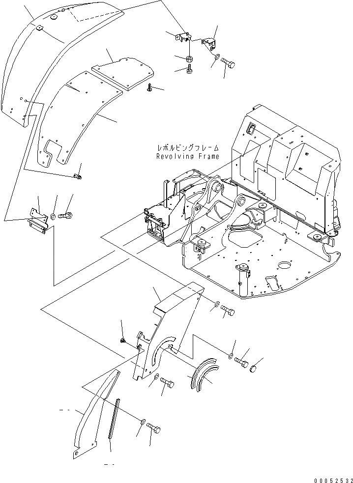 Схема запчастей Komatsu PC58UU-3 - ПЕРЕДН. КРЫШКА(БАК COVER) (СЕВ. АМЕРИКА СПЕЦ-Я.) ЧАСТИ КОРПУСА
