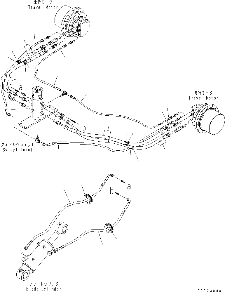 Схема запчастей Komatsu PC58UU-3 - НИЖН. ГИДРОЛИНИЯ(№-) НИЖНЯЯ ГИДРОЛИНИЯ И ЛИНИЯ ХОДА