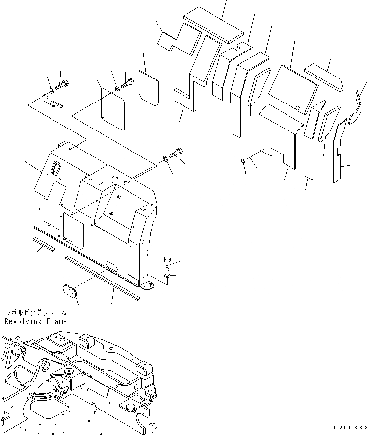 Схема запчастей Komatsu PC58UU-3 - КАПОТ (КОРПУС) ЧАСТИ КОРПУСА