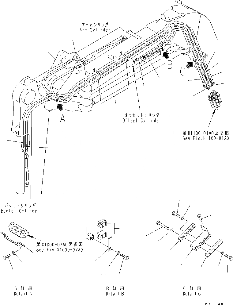 Схема запчастей Komatsu PC58UU-3 - СТРЕЛА (ГИДРАВЛ ЛИНИЯ) (ДЛЯ ПОДЪЕМА РУКОЯТИ) РАБОЧЕЕ ОБОРУДОВАНИЕ