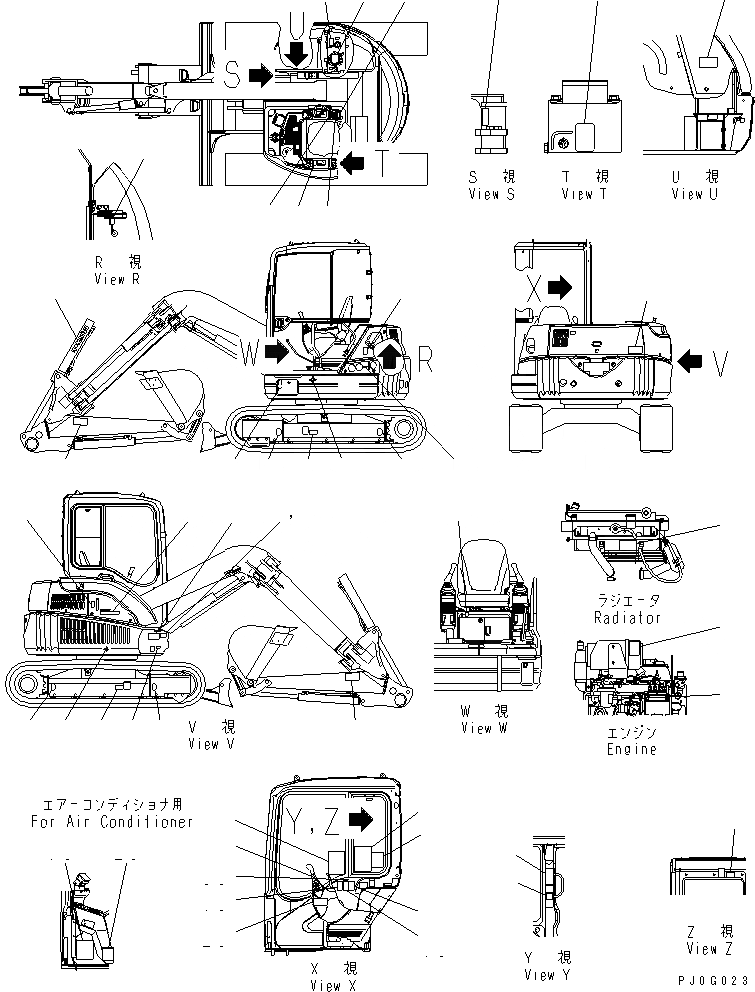 Схема запчастей Komatsu PC58UU-3 - МАРКИРОВКА (ДЛЯ SLIDE РУКОЯТЬ И КОНДИЦ. ВОЗДУХА) МАРКИРОВКА