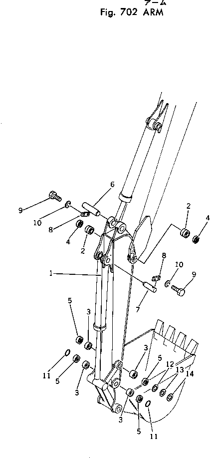 Схема запчастей Komatsu PC60-2 - РУКОЯТЬ РАБОЧЕЕ ОБОРУДОВАНИЕ
