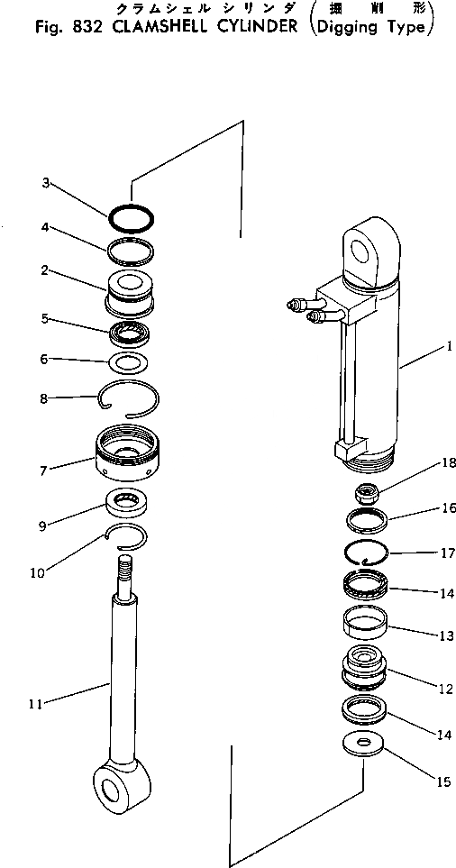 Схема запчастей Komatsu PC60-2 - ГРЕЙФЕРН. ЦИЛИНДР (DIGGING ТИП) ОПЦИОННЫЕ КОМПОНЕНТЫ