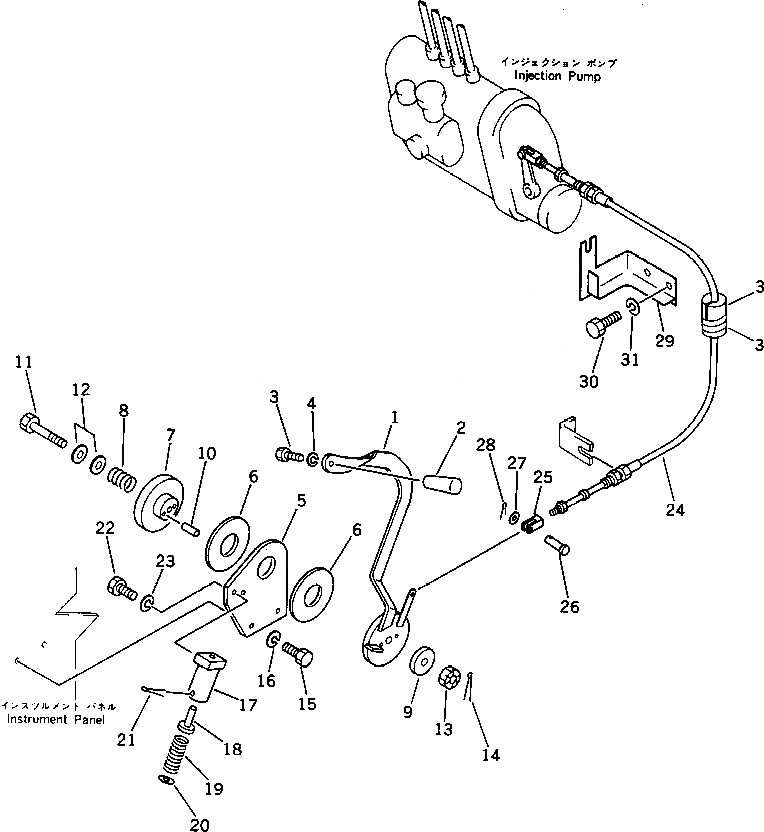 Схема запчастей Komatsu PC60-3 - РЫЧАГ УПРАВЛ-Я ПОДАЧЕЙ ТОПЛИВА КОМПОНЕНТЫ ДВИГАТЕЛЯ И ЭЛЕКТРИКА