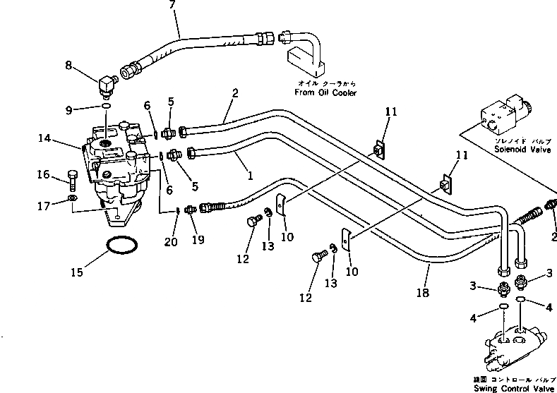Схема запчастей Komatsu PC60-3 - МОТОР ПОВОРОТА (/) ПОВОРОТН. И СИСТЕМА УПРАВЛЕНИЯ
