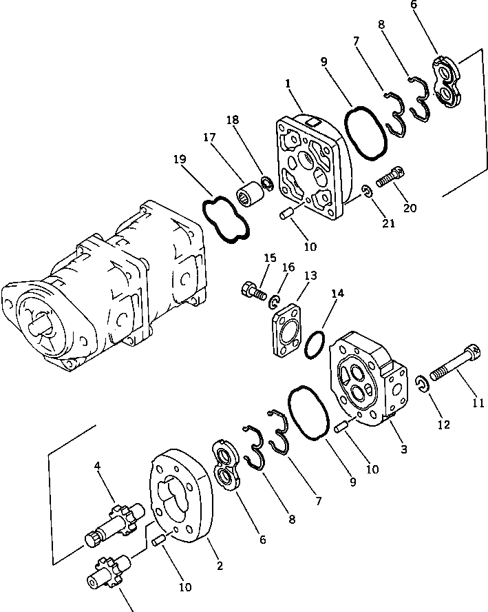 Схема запчастей Komatsu PC60-3 - УДЛИНН. РУКОЯТЬ РАБОЧЕЕ ОБОРУДОВАНИЕ