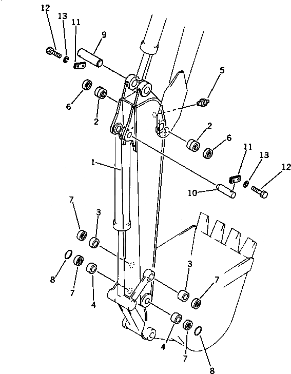 Схема запчастей Komatsu PC60-3 - РУКОЯТЬ РАБОЧЕЕ ОБОРУДОВАНИЕ