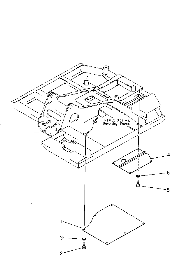 Схема запчастей Komatsu PC60-5 - MACHINERY ОБСТАНОВКА (/) ОСНОВНАЯ РАМА¤ ЧАСТИ КОРПУСА И КАБИНА