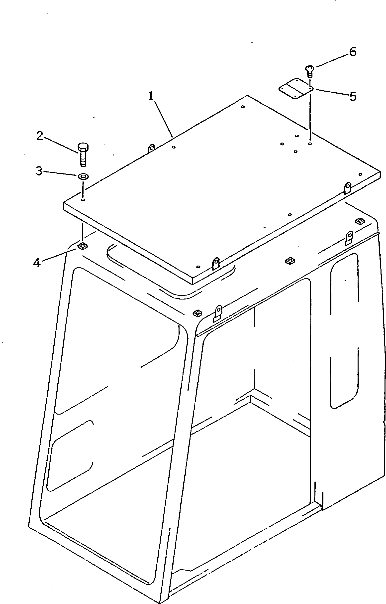 Схема запчастей Komatsu PC60-5 - ВЕРХН. ЗАЩИТА ОСНОВНАЯ РАМА¤ ЧАСТИ КОРПУСА И КАБИНА