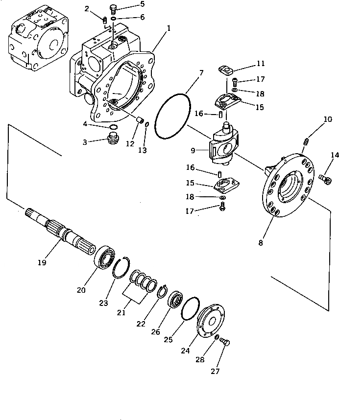 Схема запчастей Komatsu PC60-5 - ГИДР. НАСОС.¤ ПЕРЕДН. (/) (КРОМЕ ЯПОН.) ГИДРАВЛИКА