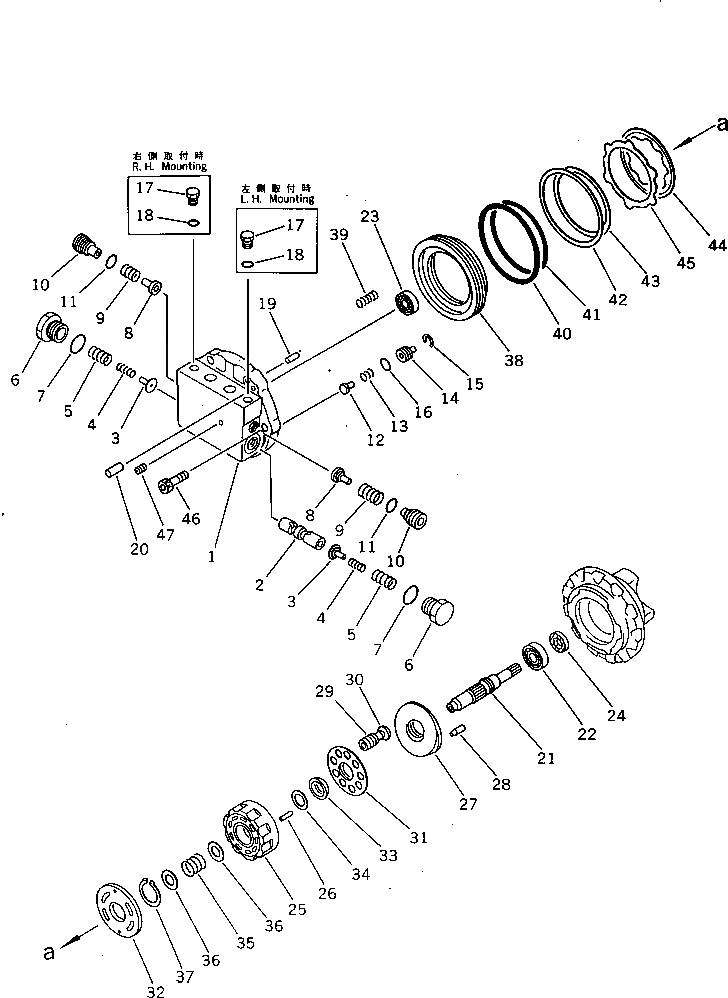 Схема запчастей Komatsu PC60-5 - МОТОР ХОДА (/) ГИДРАВЛИКА