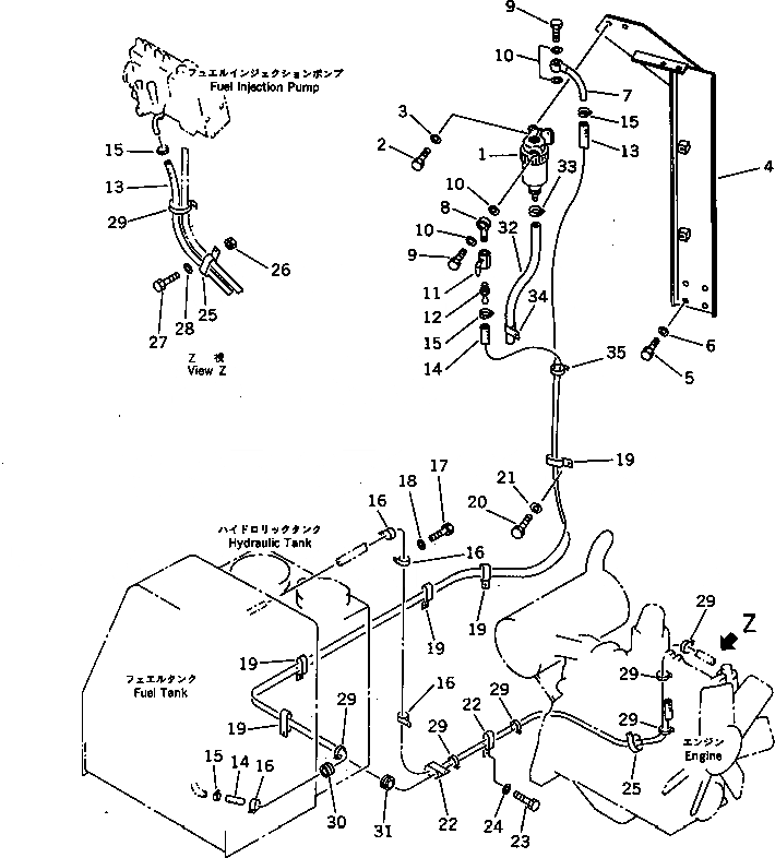 Схема запчастей Komatsu PC60-6 - ТОПЛИВОПРОВОД. (ПЛОХ. ТОПЛИВО СПЕЦ-Я.) (С ВОДООТДЕЛИТЕЛЕМ) (ДЛЯ ОТВАЛ СПЕЦ-Я.) (ДЛЯ WRIST РЫЧАГ УПРАВЛ-Я) КОМПОНЕНТЫ ДВИГАТЕЛЯ И ЭЛЕКТРИКА