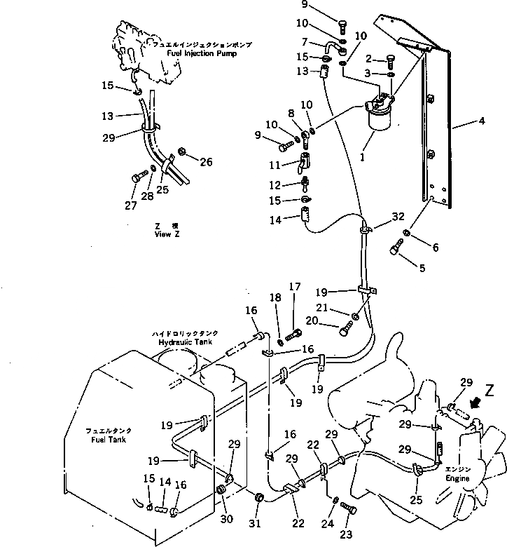 Схема запчастей Komatsu PC60-6 - ТОПЛИВОПРОВОД. (ПЛОХ. ТОПЛИВО СПЕЦ-Я.) (С ДОПОЛН. ФИЛЬТР.)(ДЛЯ СПЕЦИФ-Я С ОТВАЛОМ) (ДЛЯ WRIST РЫЧАГ УПРАВЛ-Я) КОМПОНЕНТЫ ДВИГАТЕЛЯ И ЭЛЕКТРИКА