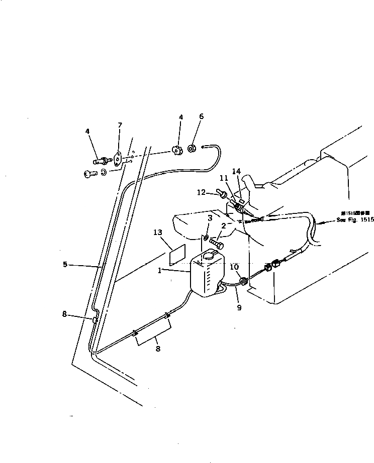 Схема запчастей Komatsu PC60-6 - ОМЫВАТЕЛЬ СТЕКЛА (ДЛЯ WRIST РЫЧАГ УПРАВЛ-Я) ЧАСТИ КОРПУСА