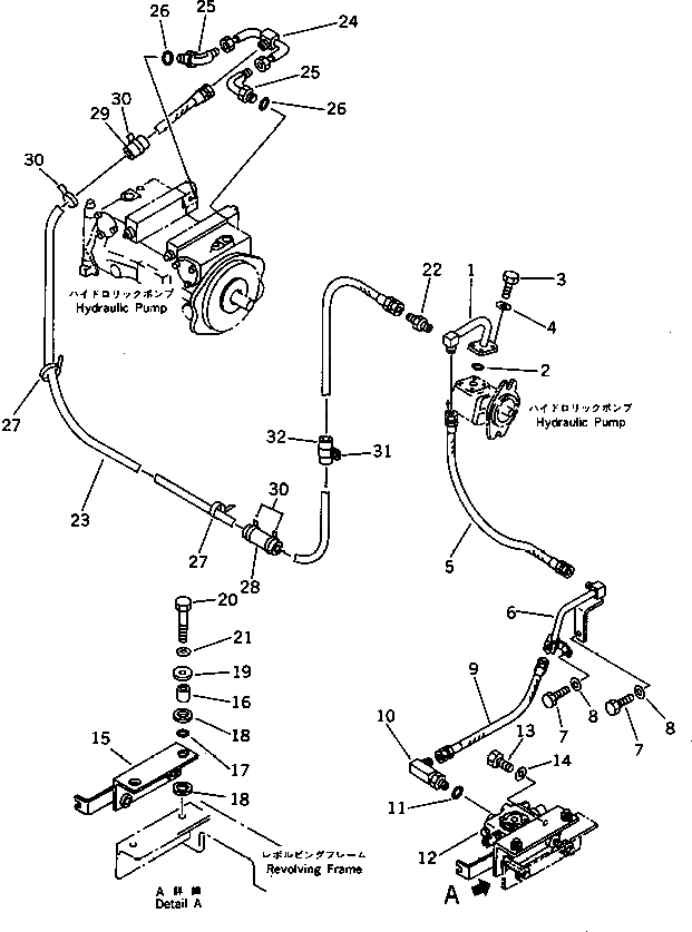 Схема запчастей Komatsu PC60-6 - ГИДРОЛИНИЯ (НАСОС - ОТВАЛ КЛАПАН ЛИНИЯ)           (ДЛЯ WRIST РЫЧАГ УПРАВЛ-Я) УПРАВЛ-Е РАБОЧИМ ОБОРУДОВАНИЕМ