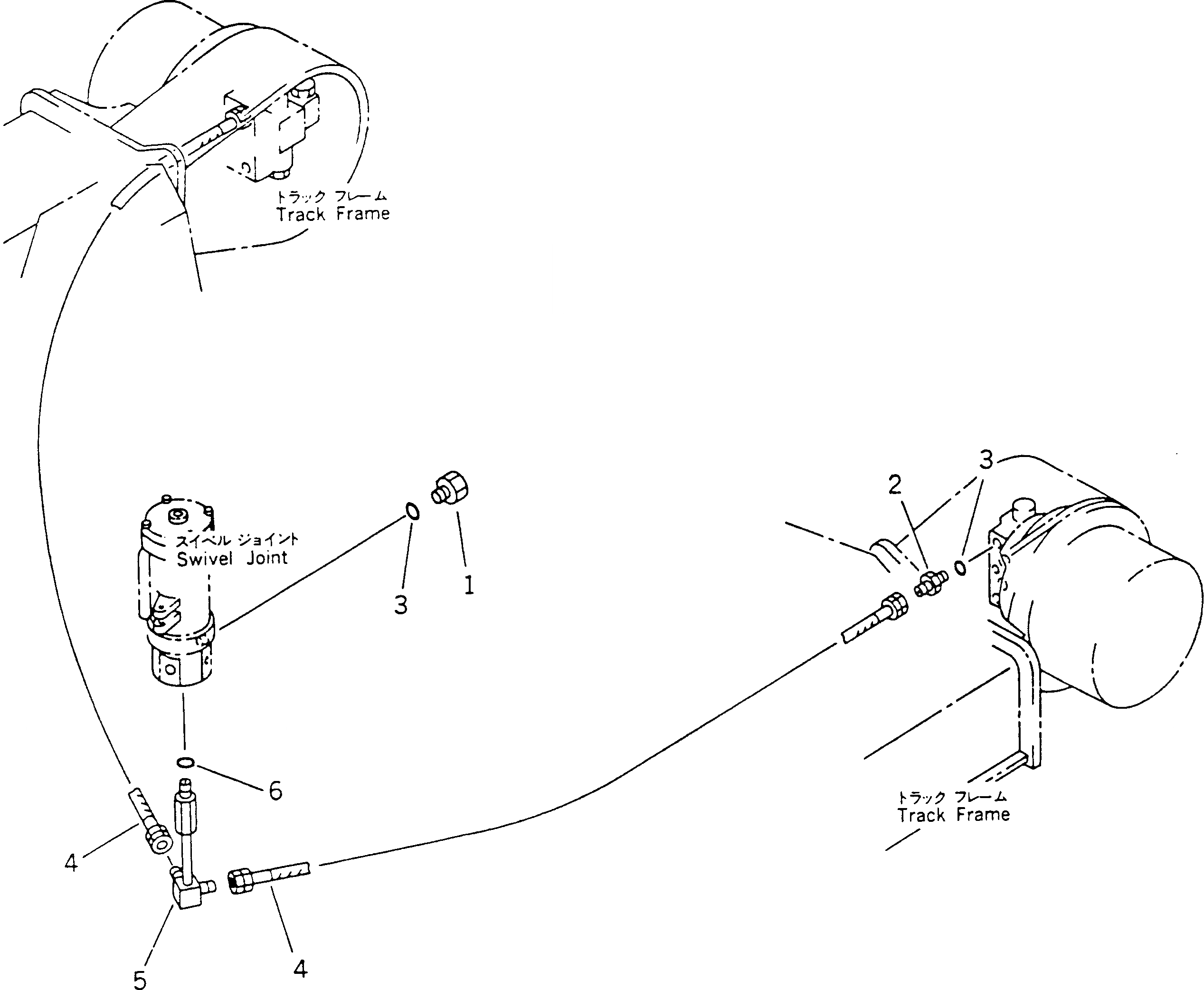 Схема запчастей Komatsu PC60-6C - ГИДРОЛИНИЯ (МОТОР ХОДА ЛИНИЯ) (НИЖН. /)(№-) ХОДОВАЯ