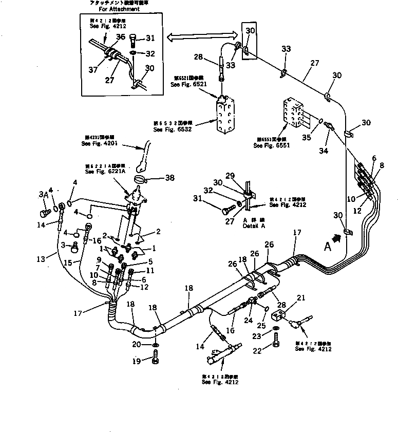 Схема запчастей Komatsu PC60-6C - ГИДРОЛИНИЯ (РАБОЧЕЕ ОБОРУДОВАНИЕ УПРАВЛ-Е) (ПРАВ.)(№-) СИСТЕМА УПРАВЛЕНИЯ И ОСНОВНАЯ РАМА