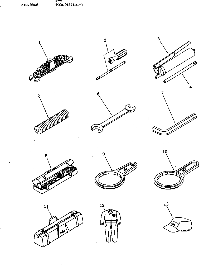Схема запчастей Komatsu PC60-6C - ИНСТРУМЕНТ(№-) МАРКИРОВКА¤ ИНСТРУМЕНТ И РЕМКОМПЛЕКТЫ