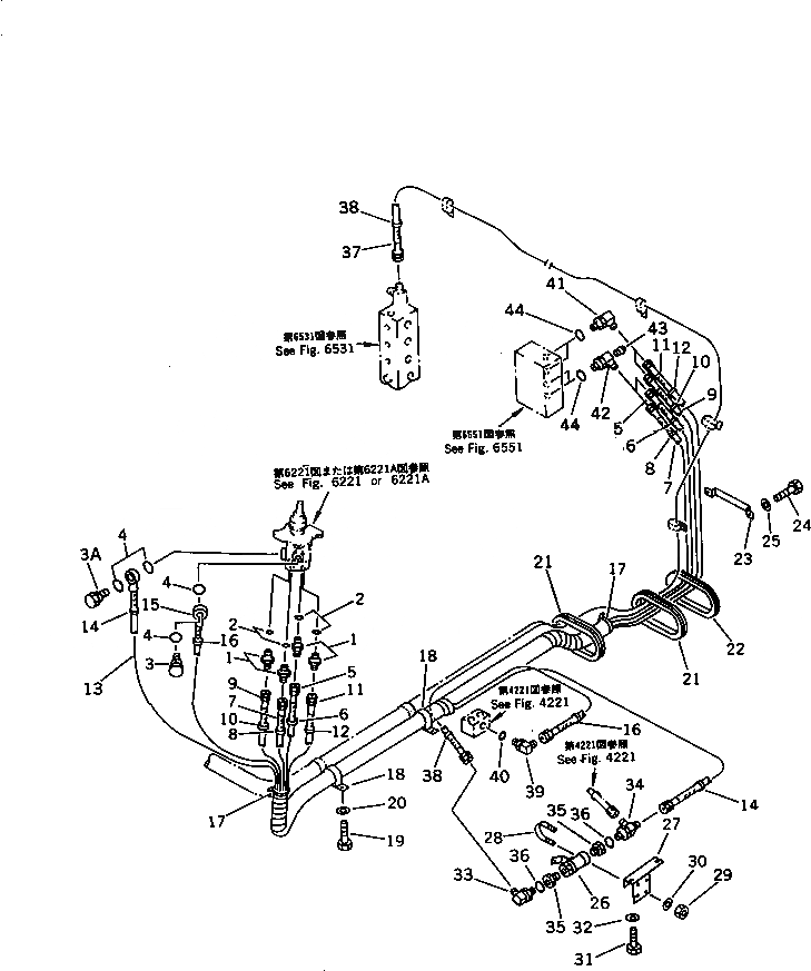 Схема запчастей Komatsu PC60-6 - ГИДРОЛИНИЯ(РАБОЧЕЕ ОБОРУДОВАНИЕ УПРАВЛ-Е)(ЛЕВ.)(ДЛЯ УДЛИНН. РЫЧАГ C.)(JIS PATTERN №-8¤ -)(№999-) СИСТЕМА УПРАВЛЕНИЯ И ОСНОВНАЯ РАМА