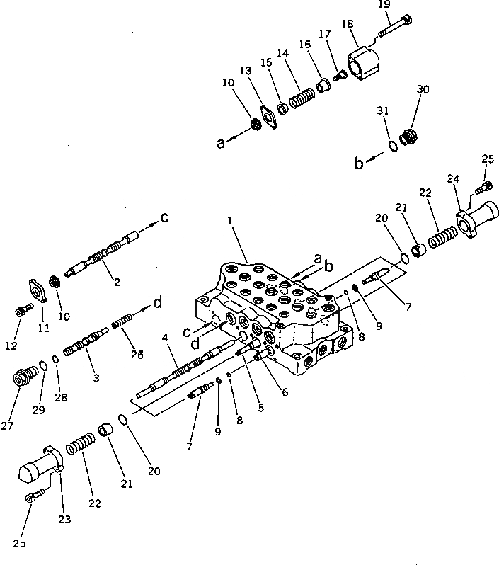 Схема запчастей Komatsu PC60-6S - ГИДРАВЛ УПРАВЛЯЮЩ. КЛАПАН¤ ПРАВ. (/) (EXCEPT СПЕЦИФ-Я С ОТВАЛОМ) УПРАВЛ-Е РАБОЧИМ ОБОРУДОВАНИЕМ