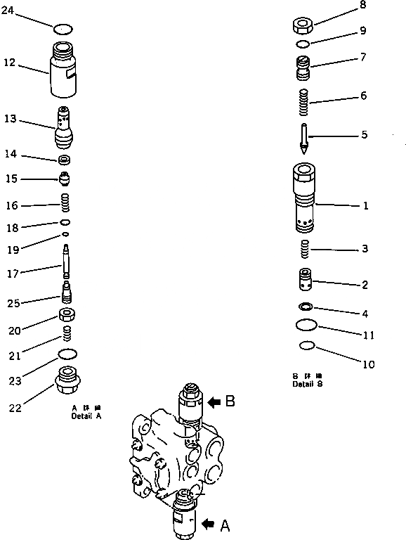 Схема запчастей Komatsu PC60-6S - ОТВАЛ УПРАВЛЯЮЩ. КЛАПАН (/) УПРАВЛ-Е РАБОЧИМ ОБОРУДОВАНИЕМ