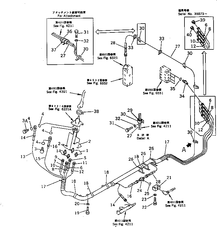 Схема запчастей Komatsu PC60-6Z - ГИДРОЛИНИЯ (РАБОЧЕЕ ОБОРУДОВАНИЕ УПРАВЛ-Е) (ПРАВ.)(№-) СИСТЕМА УПРАВЛЕНИЯ И ОСНОВНАЯ РАМА
