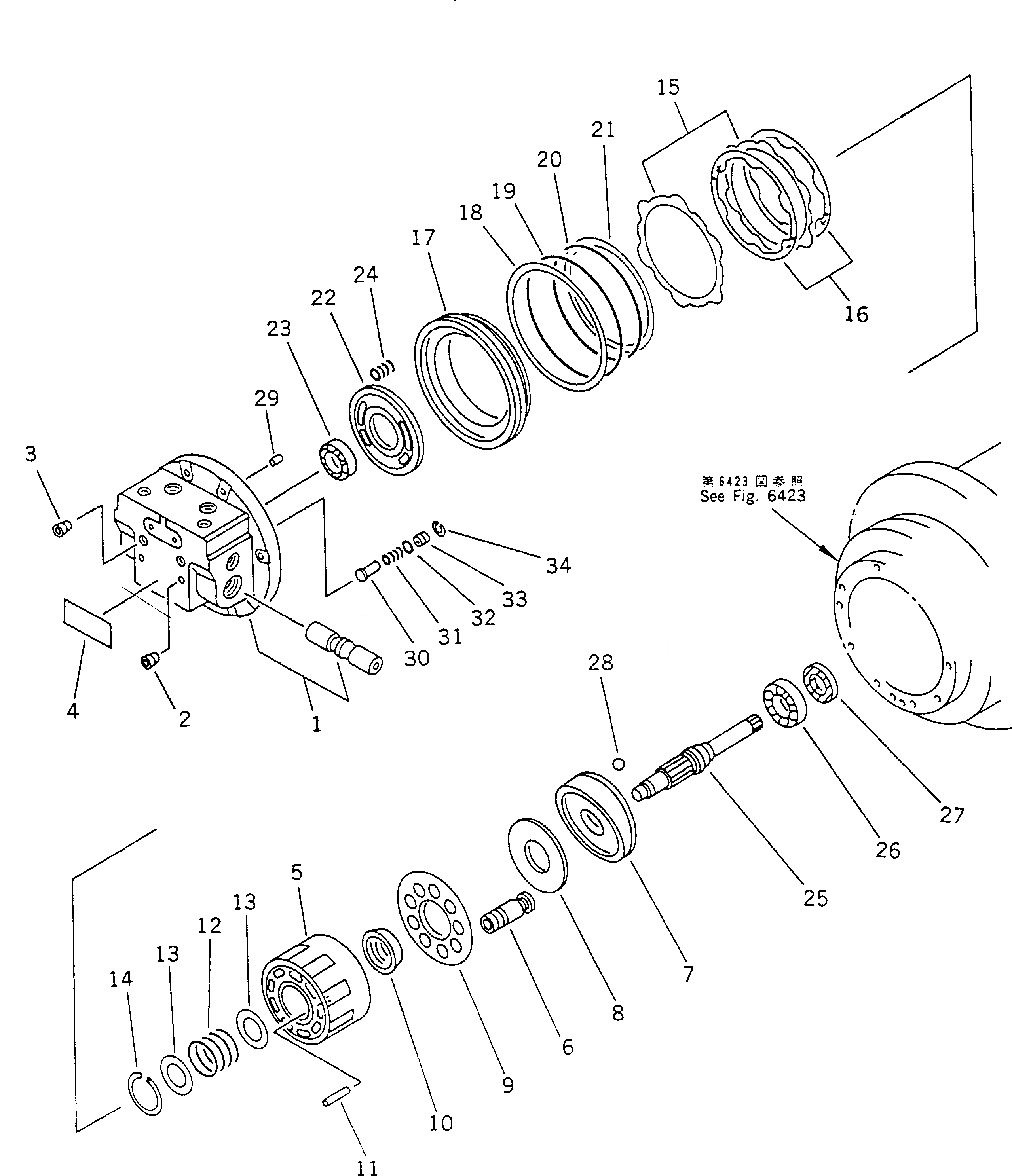 Схема запчастей Komatsu PC60-6Z - МОТОР ХОДА (/)(№-) УПРАВЛ-Е РАБОЧИМ ОБОРУДОВАНИЕМ