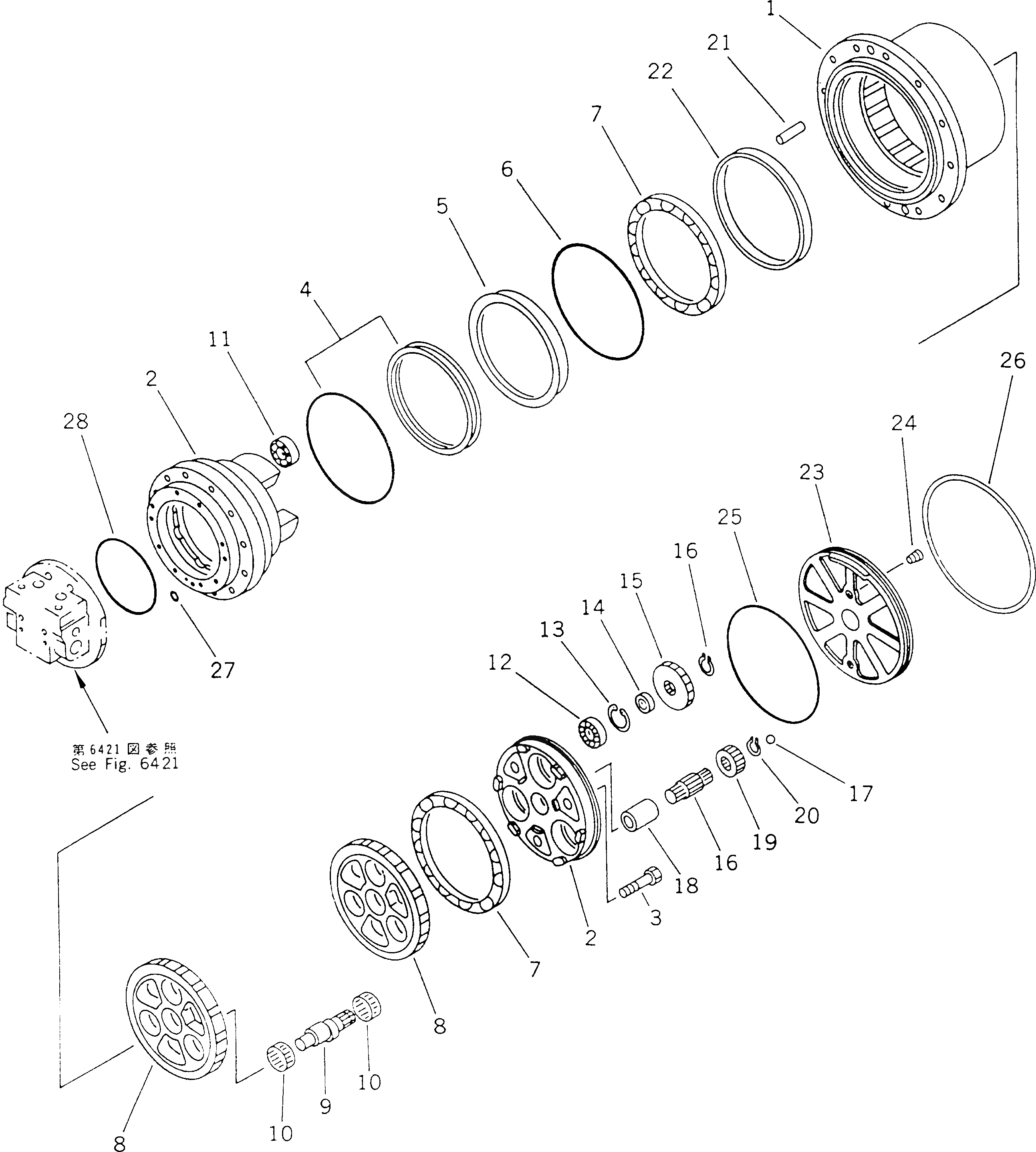 Схема запчастей Komatsu PC60-6Z - МОТОР ХОДА (/)(№-) УПРАВЛ-Е РАБОЧИМ ОБОРУДОВАНИЕМ