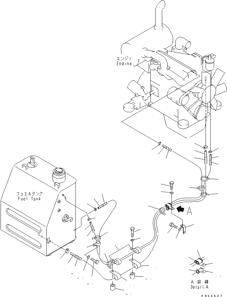 Схема запчастей Komatsu PC60-7 - ТОПЛИВН. ЛИНИЯ(№8-) ТОПЛИВН. БАК. AND КОМПОНЕНТЫ