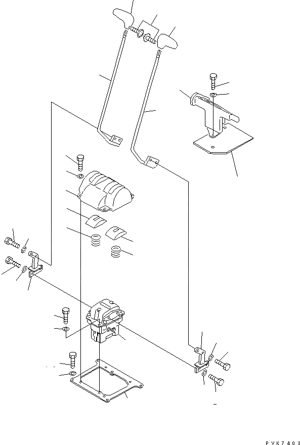 Схема запчастей Komatsu PC60-7 - ОСНОВН. КОНСТРУКЦИЯ (РЫЧАН УПРАВЛ-Я ХОДОМ) (ДЛЯ -АКТУАТОР НАВЕСН. ОБОРУД) (С ПЕДАЛЬ ХОДА) (ДЛЯ АНТИОБЛЕДЕНИТЕЛЬ)(№7-) КАБИНА ОПЕРАТОРА И СИСТЕМА УПРАВЛЕНИЯ