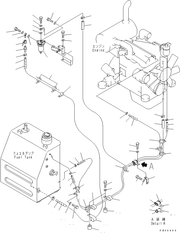 Схема запчастей Komatsu PC60-7-B - ТОПЛИВН. ЛИНИЯ (С ВОДООТДЕЛИТЕЛЕМ)(№8-) ТОПЛИВН. БАК. AND КОМПОНЕНТЫ