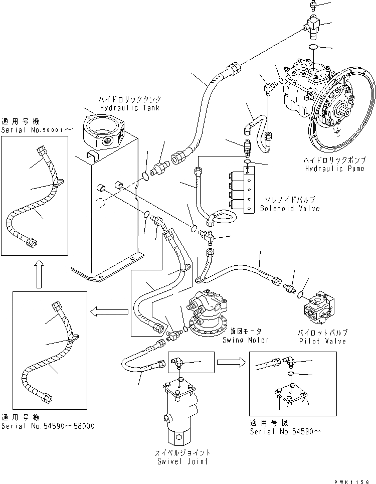 Схема запчастей Komatsu PC60-7-B - ВОЗВРАТН. ЛИНИЯ(№7-) ГИДРАВЛИКА