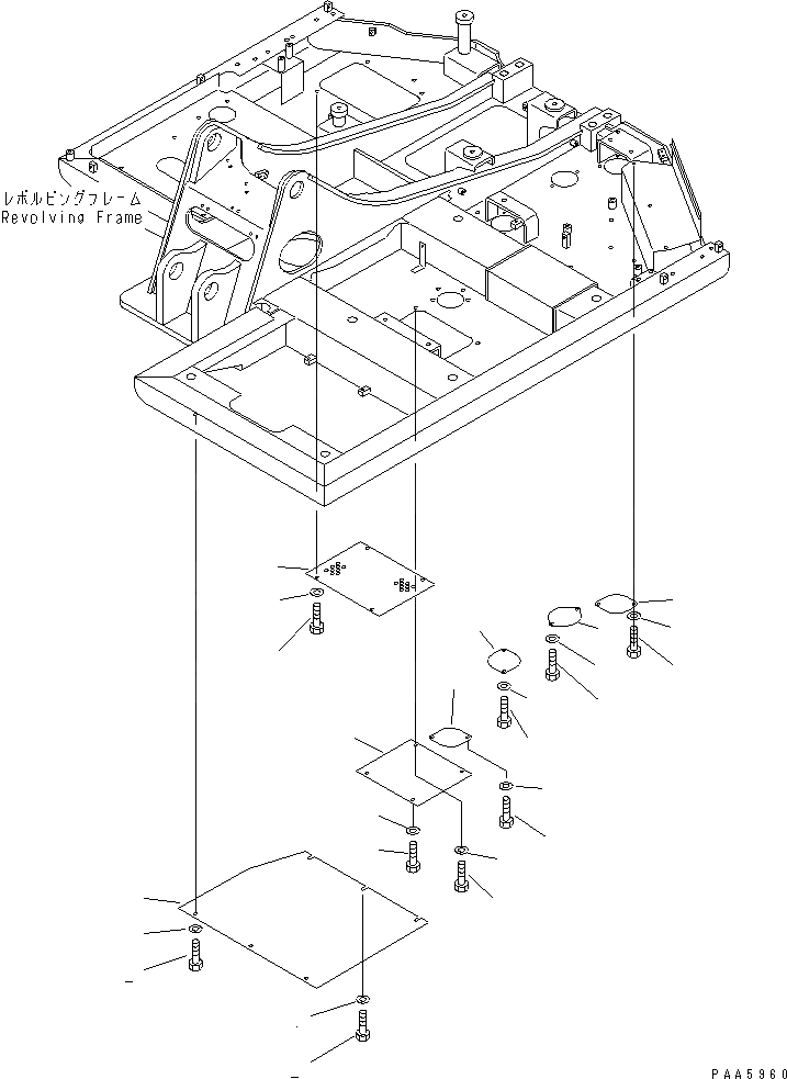 Схема запчастей Komatsu PC60-7-B - НИЖН. КРЫШКА (СПЕЦИФ-Я С ОТВАЛОМ)(№-7) ЧАСТИ КОРПУСА