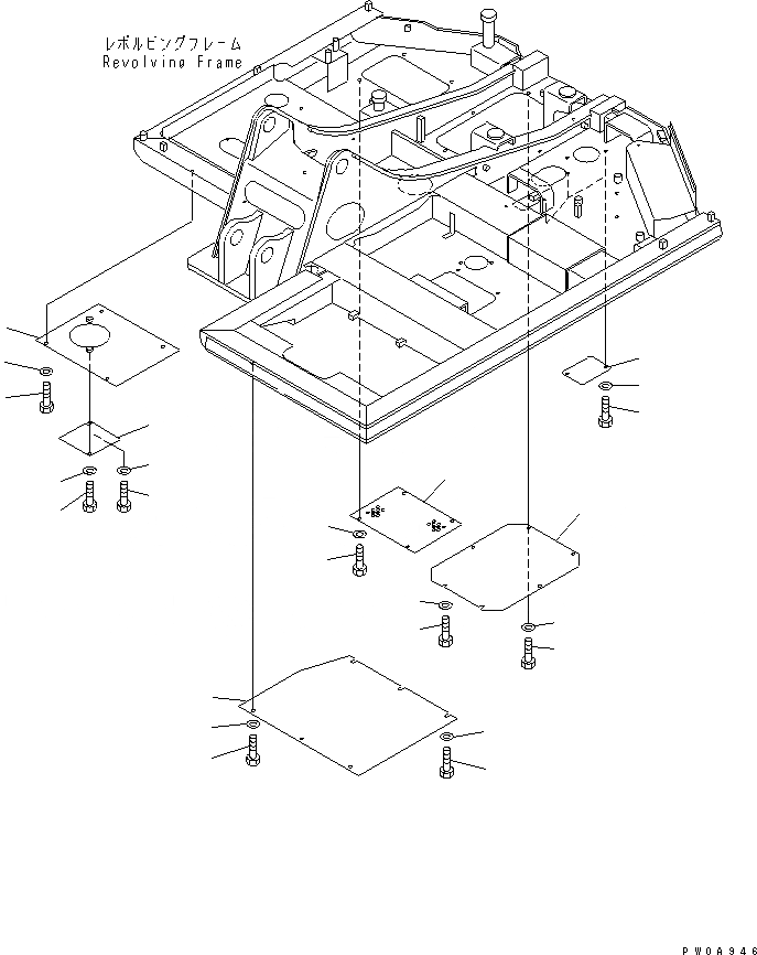 Схема запчастей Komatsu PC60-7-B - НИЖН. КРЫШКА (ПОЛН.) ЧАСТИ КОРПУСА