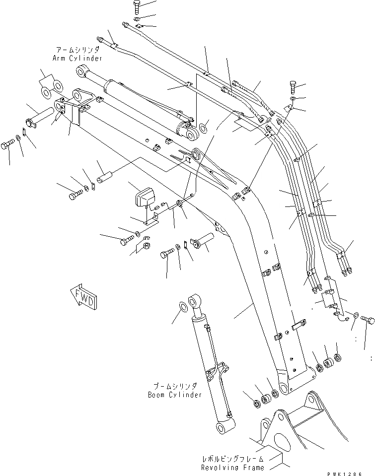 Схема запчастей Komatsu PC60-7-B - СТРЕЛА(№7-) РАБОЧЕЕ ОБОРУДОВАНИЕ