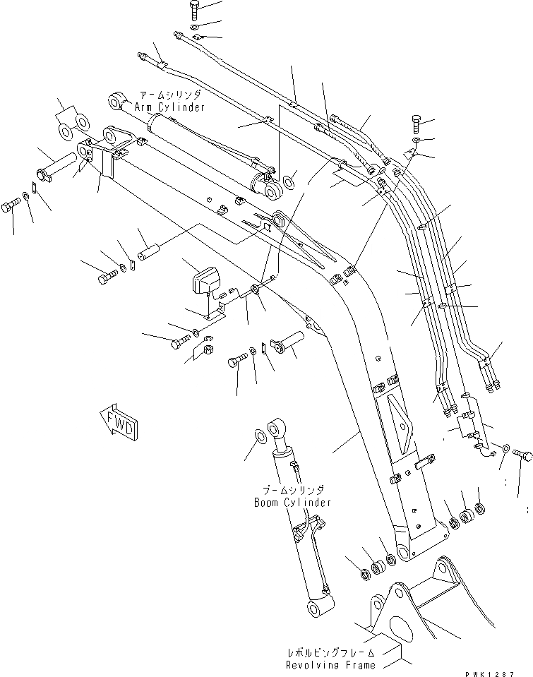 Схема запчастей Komatsu PC60-7-B - СТРЕЛА (С КРЮК)(№7-) РАБОЧЕЕ ОБОРУДОВАНИЕ