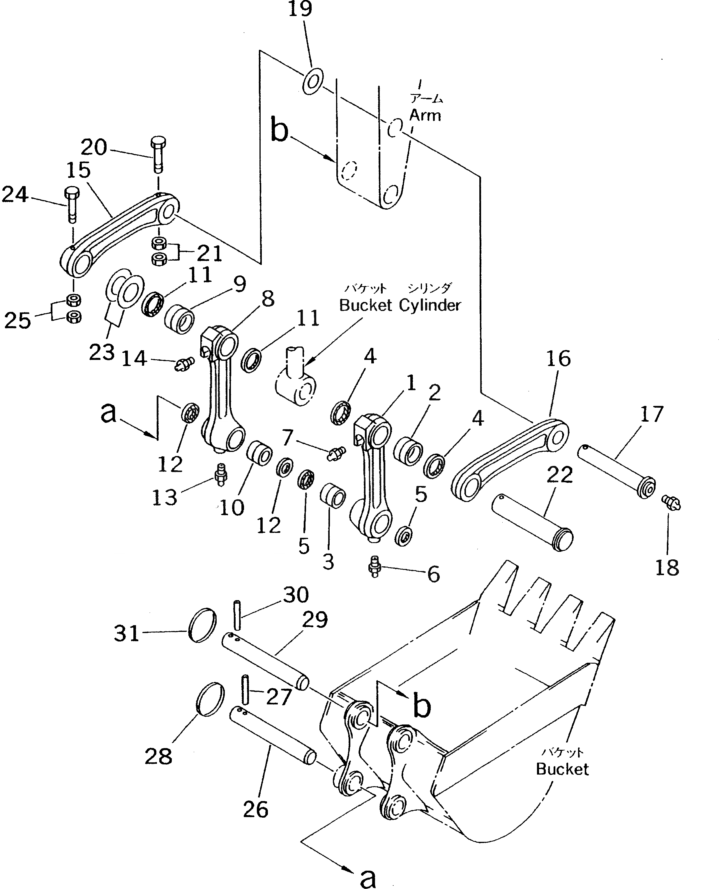 Схема запчастей Komatsu PC60-7-B - СОЕДИНЕНИЕ КОВША (ДЛЯ ТЕЛЕСКОПИЧЕСК. РУКОЯТЬ) РАБОЧЕЕ ОБОРУДОВАНИЕ