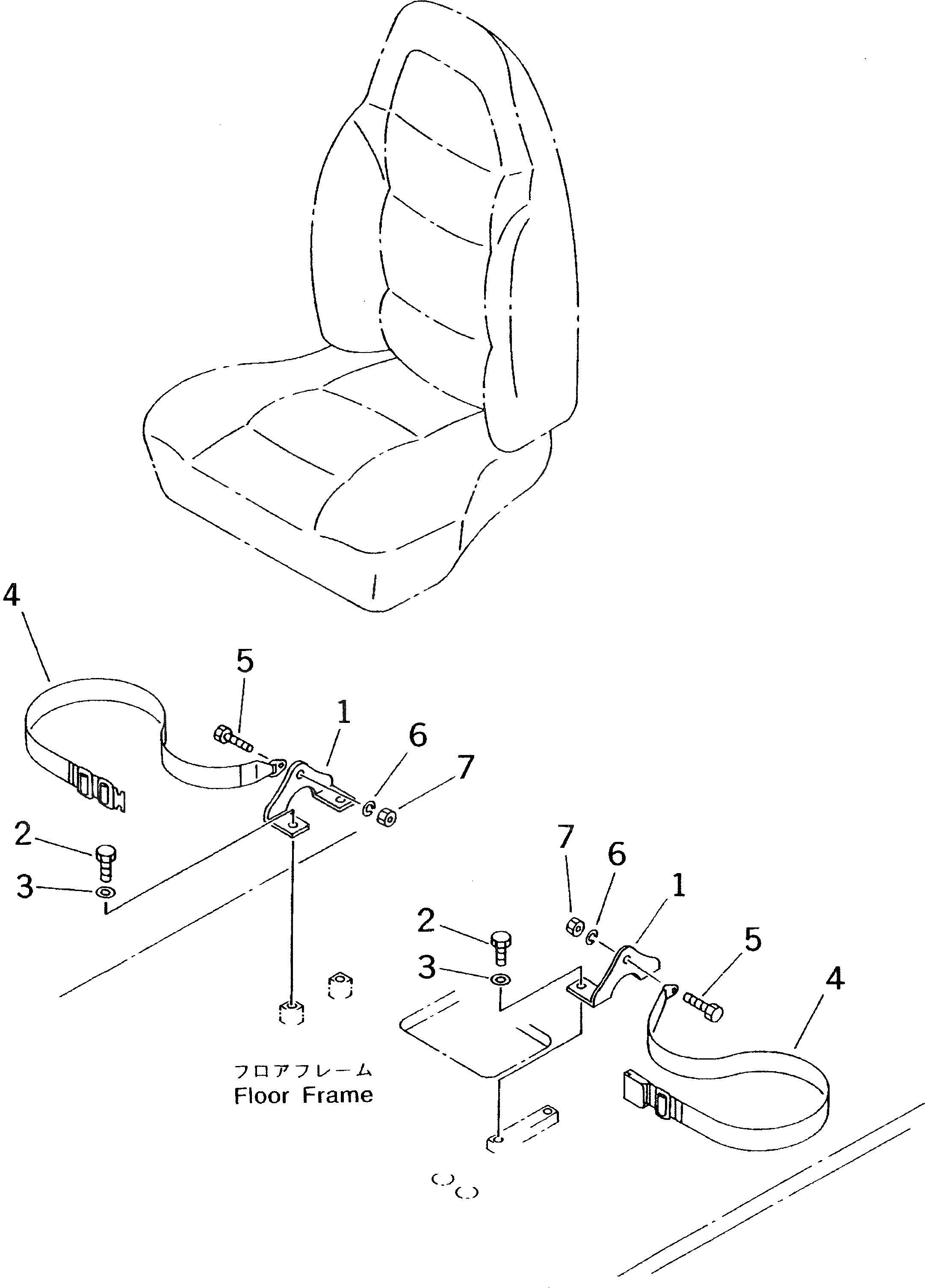Схема запчастей Komatsu PC60-7E-B - РЕМЕНЬ БЕЗОПАСНОСТИ¤ ШИР. 78MM КАБИНА ОПЕРАТОРА И СИСТЕМА УПРАВЛЕНИЯ