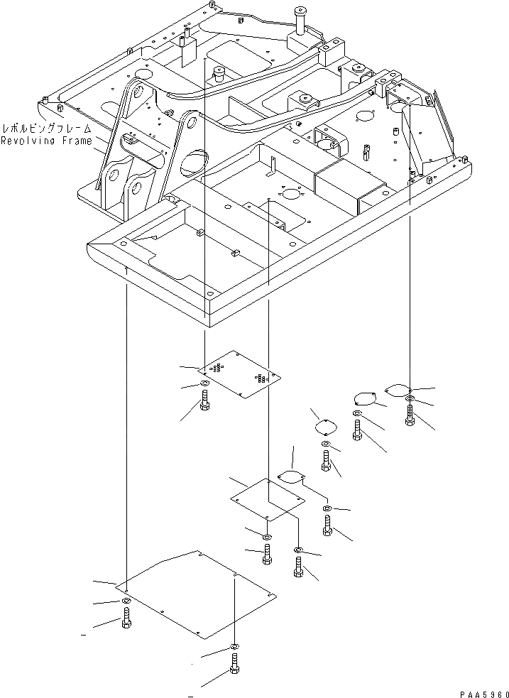 Схема запчастей Komatsu PC60-7E-B - НИЖН. КРЫШКА (СПЕЦИФ-Я С ОТВАЛОМ)(№-7) ЧАСТИ КОРПУСА