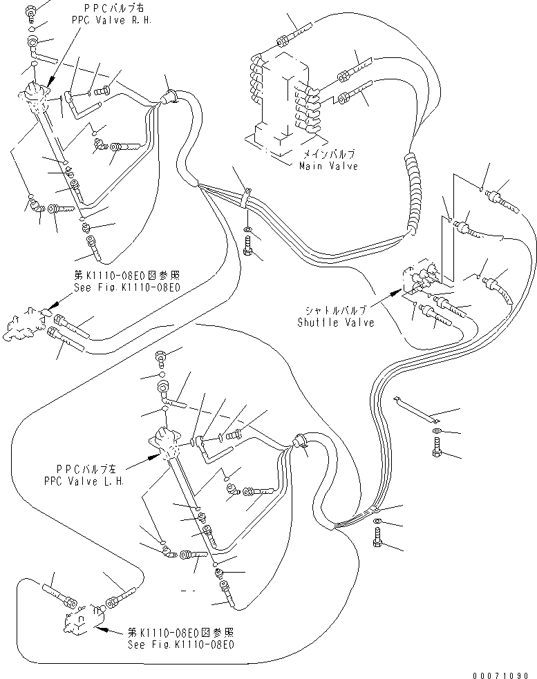 Схема запчастей Komatsu PC60-7 - ОСНОВН. КОНСТРУКЦИЯ (P.P.C. РАБОЧАЯ ЛИНИЯ) (ДЛЯ CHINA)(№99-) КАБИНА ОПЕРАТОРА И СИСТЕМА УПРАВЛЕНИЯ
