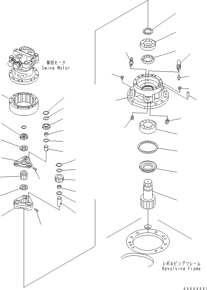 Схема запчастей Komatsu PC60-7 - МЕХАНИЗМ ПОВОРОТА (MACHINERY) (ДЛЯ CHINA)(№99-) ПОВОРОТН. КРУГ И КОМПОНЕНТЫ