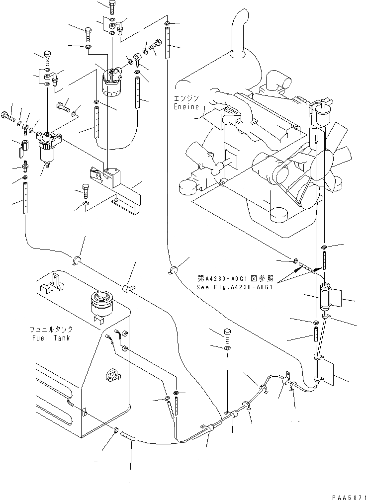 Схема запчастей Komatsu PC60-7 - ТОПЛИВН. ЛИНИЯ (С ВОДООТДЕЛИТЕЛЕМ И ДОПОЛН. ТОПЛИВН. ФИЛЬТР.) (КРОМЕ ЯПОН.)(№-7) ТОПЛИВН. БАК. AND КОМПОНЕНТЫ